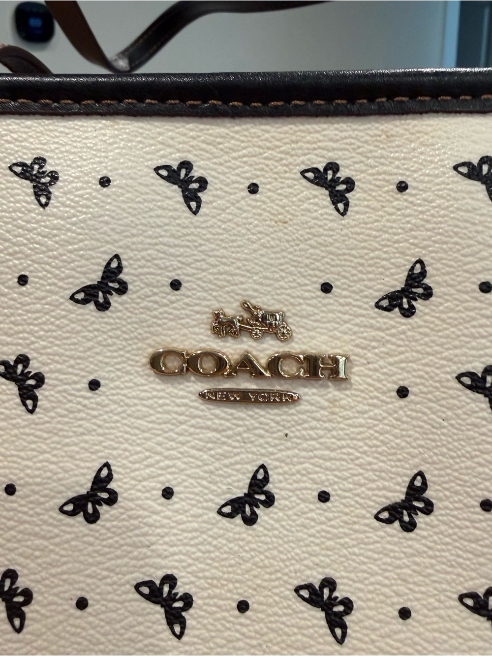 Coach City tote zip bag F59329 bandana butterfly white purse - Picture 4 of 13